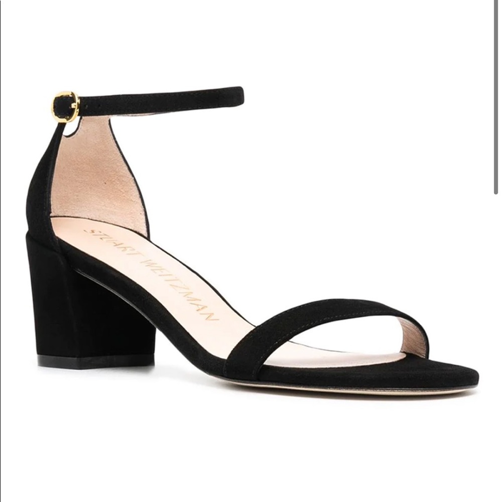 Stuart Weitzman Simple Black Suede Sandal Size 8
